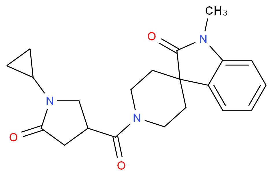 1'-[(1-cyclopropyl-5-oxo-3-pyrrolidinyl)carbonyl]-1-methylspiro[indole-3,4'-piperidin]-2(1H)-one_分子结构_CAS_)