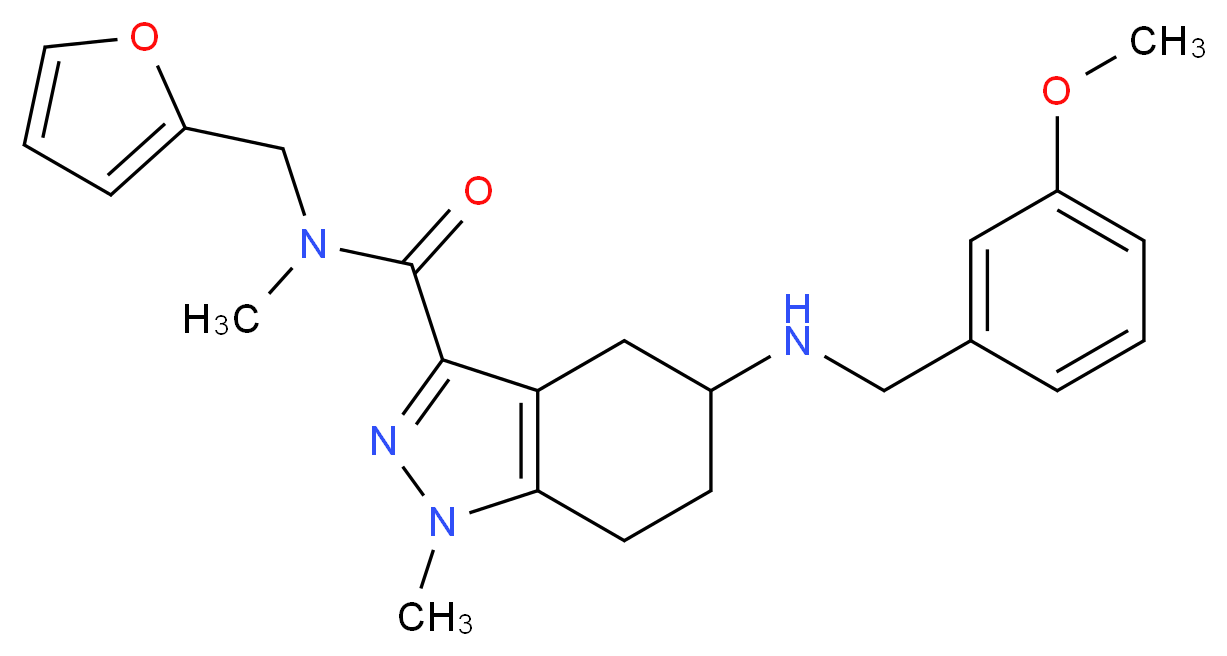N-(2-furylmethyl)-5-[(3-methoxybenzyl)amino]-N,1-dimethyl-4,5,6,7-tetrahydro-1H-indazole-3-carboxamide_分子结构_CAS_)