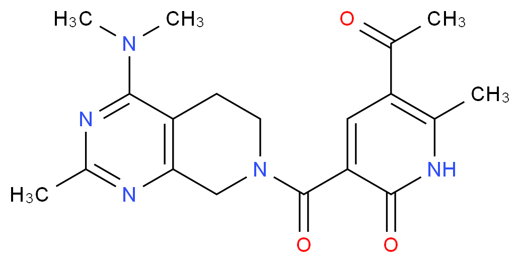 5-acetyl-3-{[4-(dimethylamino)-2-methyl-5,8-dihydropyrido[3,4-d]pyrimidin-7(6H)-yl]carbonyl}-6-methylpyridin-2(1H)-one_分子结构_CAS_)