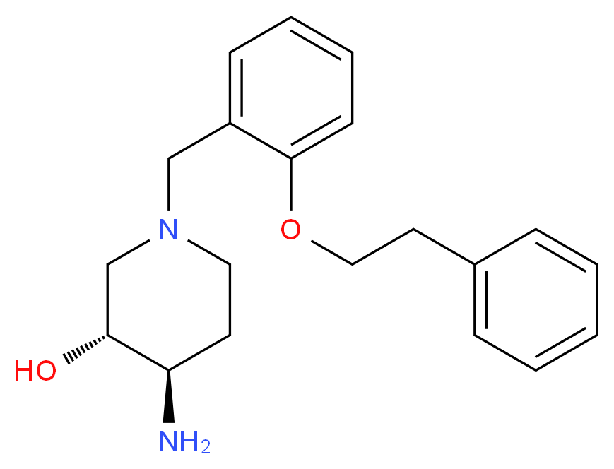 (3R*,4R*)-4-amino-1-[2-(2-phenylethoxy)benzyl]piperidin-3-ol_分子结构_CAS_)