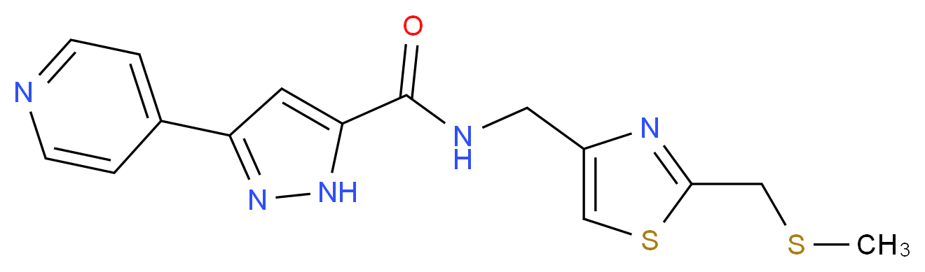 N-({2-[(methylthio)methyl]-1,3-thiazol-4-yl}methyl)-3-pyridin-4-yl-1H-pyrazole-5-carboxamide_分子结构_CAS_)
