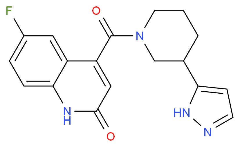 6-fluoro-4-{[3-(1H-pyrazol-5-yl)piperidin-1-yl]carbonyl}quinolin-2(1H)-one_分子结构_CAS_)