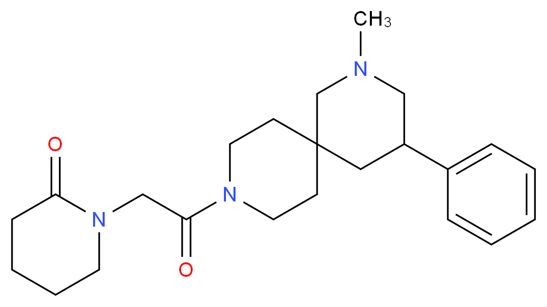 1-[2-(2-methyl-4-phenyl-2,9-diazaspiro[5.5]undec-9-yl)-2-oxoethyl]-2-piperidinone_分子结构_CAS_)