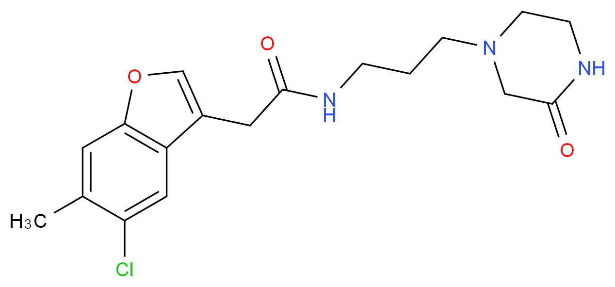 2-(5-chloro-6-methyl-1-benzofuran-3-yl)-N-[3-(3-oxopiperazin-1-yl)propyl]acetamide_分子结构_CAS_)