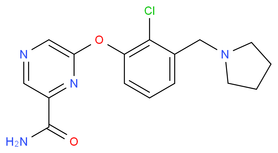 6-[2-chloro-3-(pyrrolidin-1-ylmethyl)phenoxy]pyrazine-2-carboxamide_分子结构_CAS_)