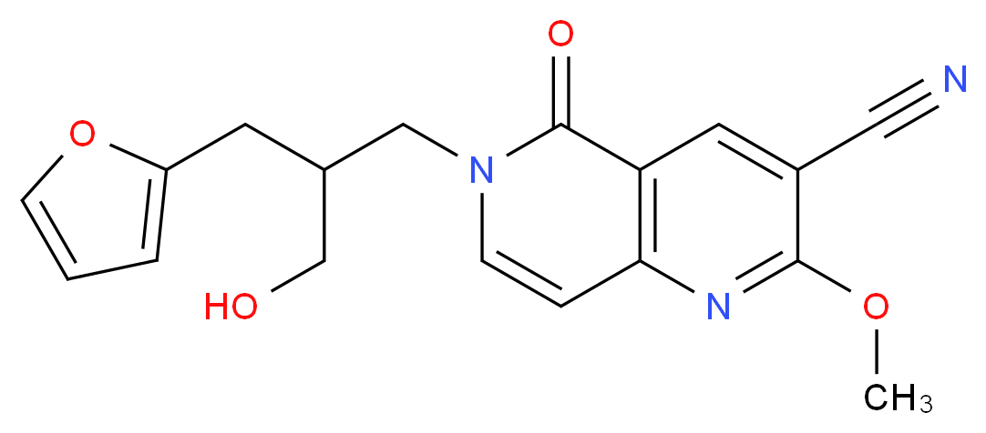 6-[3-(2-furyl)-2-(hydroxymethyl)propyl]-2-methoxy-5-oxo-5,6-dihydro-1,6-naphthyridine-3-carbonitrile_分子结构_CAS_)