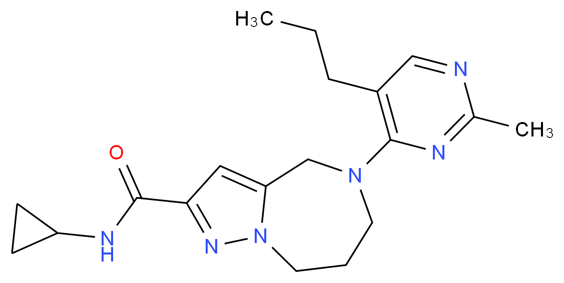 N-cyclopropyl-5-(2-methyl-5-propylpyrimidin-4-yl)-5,6,7,8-tetrahydro-4H-pyrazolo[1,5-a][1,4]diazepine-2-carboxamide_分子结构_CAS_)