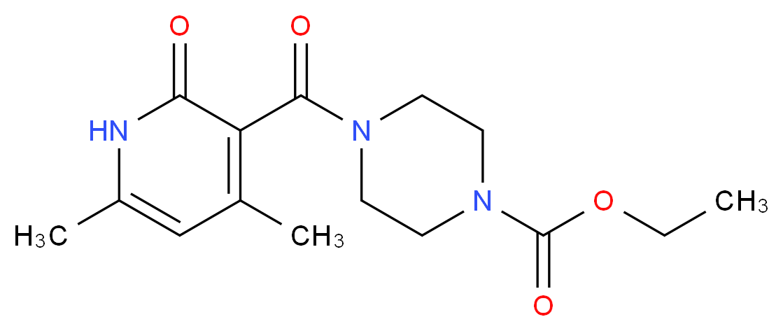 ethyl 4-[(4,6-dimethyl-2-oxo-1,2-dihydro-3-pyridinyl)carbonyl]-1-piperazinecarboxylate_分子结构_CAS_)