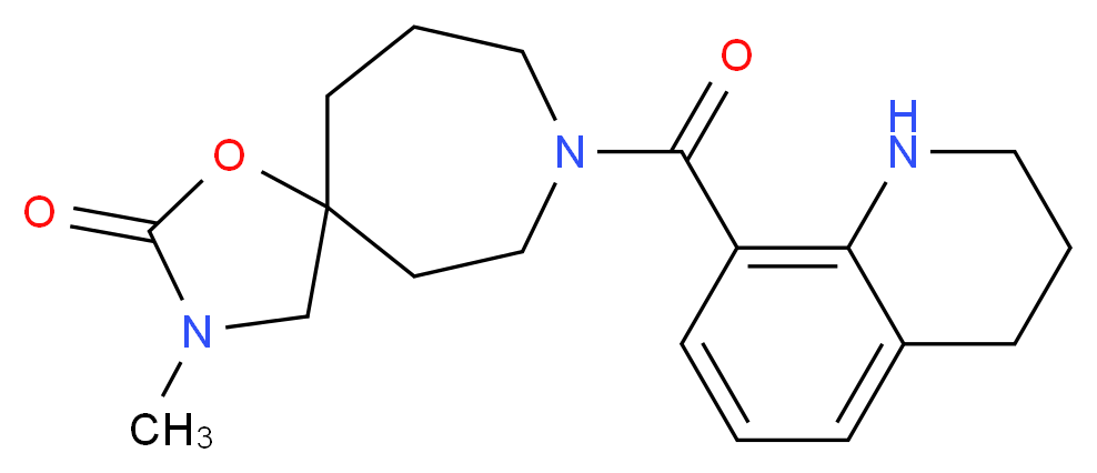 3-methyl-8-(1,2,3,4-tetrahydro-8-quinolinylcarbonyl)-1-oxa-3,8-diazaspiro[4.6]undecan-2-one_分子结构_CAS_)