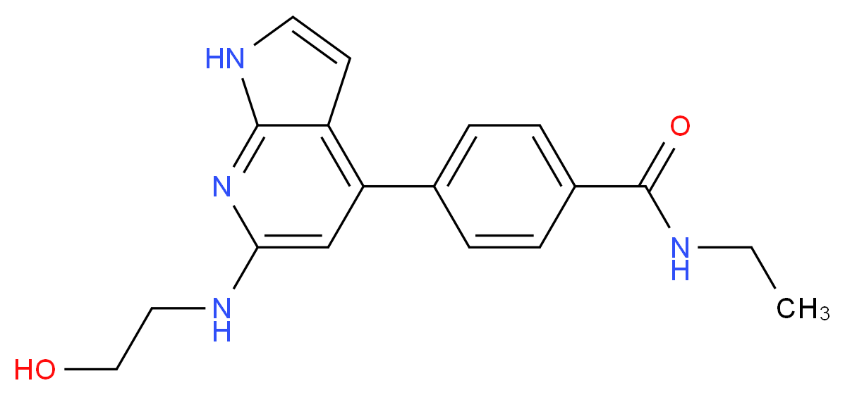 N-ethyl-4-{6-[(2-hydroxyethyl)amino]-1H-pyrrolo[2,3-b]pyridin-4-yl}benzamide_分子结构_CAS_)