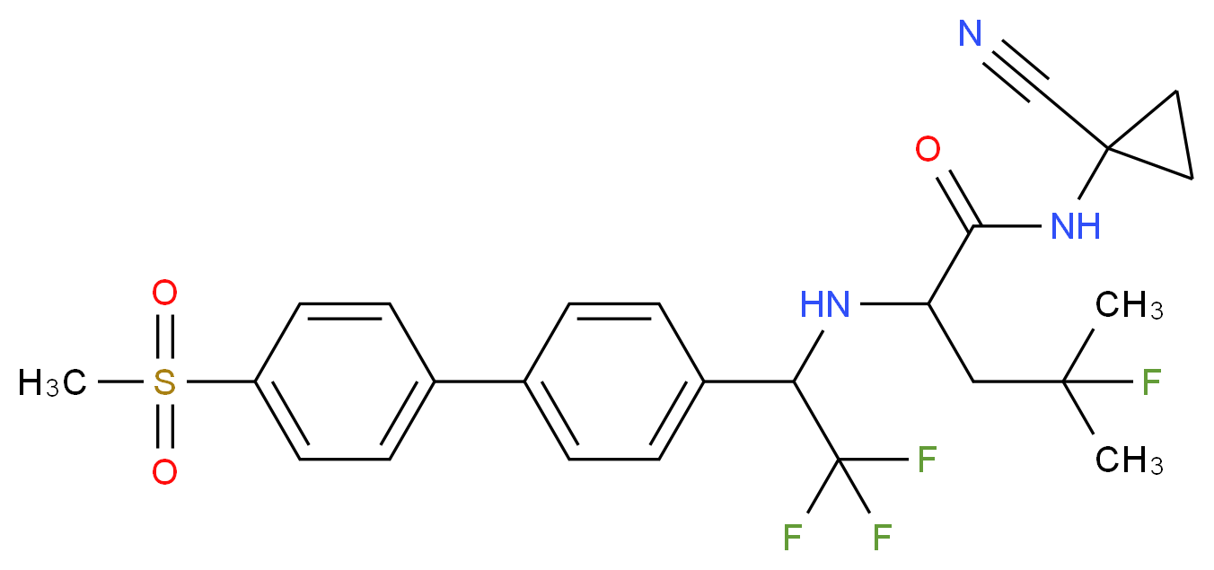 N-(1-cyanocyclopropyl)-4-fluoro-4-methyl-2-({2,2,2-trifluoro-1-[4-(4-methanesulfonylphenyl)phenyl]ethyl}amino)pentanamide_分子结构_CAS_603139-19-1