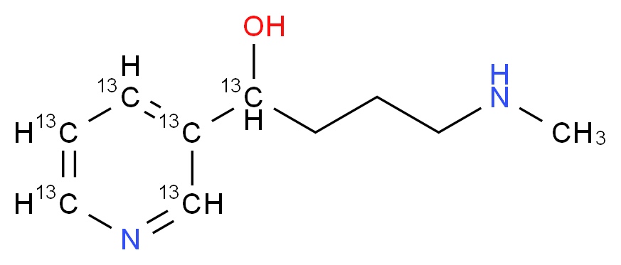 4-(Methylamino)-1-(3-pyridyl)-1-butanol-1,2',3',4',5',6'-13C6_分子结构_CAS_1216991-24-0)