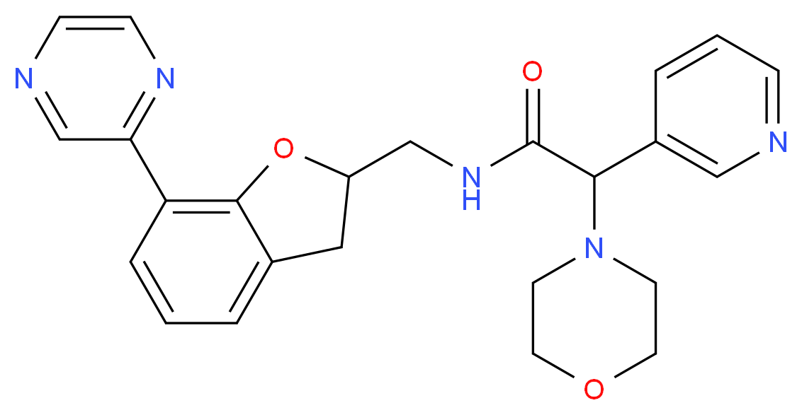 2-(4-morpholinyl)-N-{[7-(2-pyrazinyl)-2,3-dihydro-1-benzofuran-2-yl]methyl}-2-(3-pyridinyl)acetamide_分子结构_CAS_)