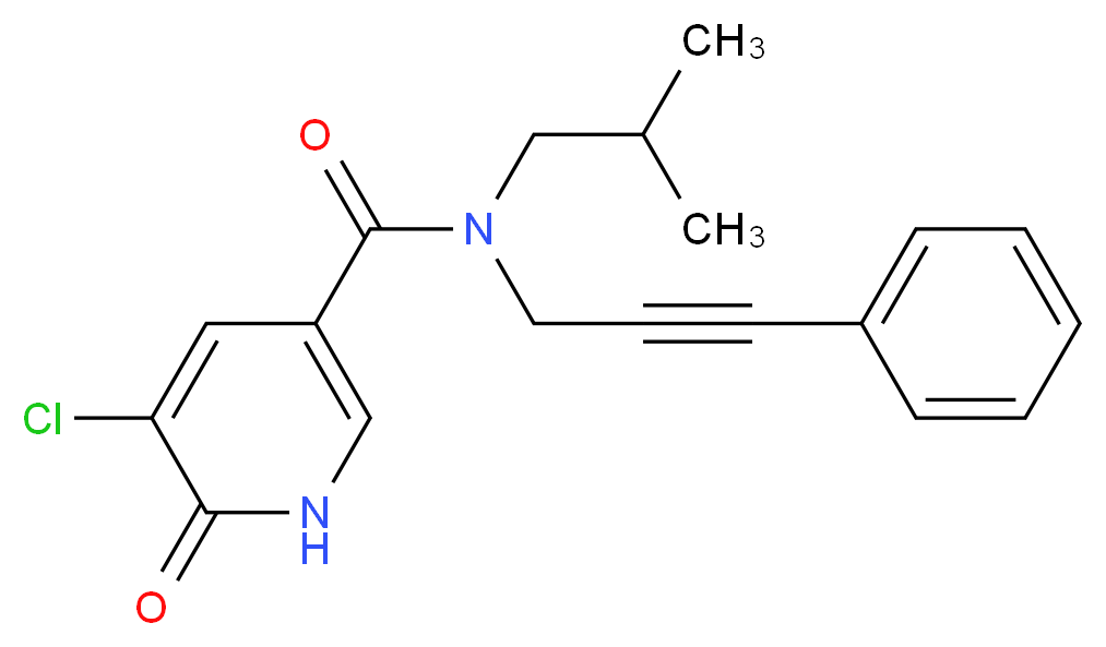 5-chloro-N-isobutyl-6-oxo-N-(3-phenylprop-2-yn-1-yl)-1,6-dihydropyridine-3-carboxamide_分子结构_CAS_)