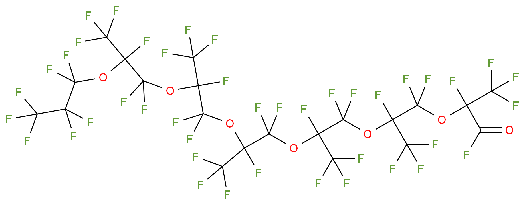 2,4,4,5,7,7,8,10,10,11,13,13,14,16,16,17,19,19,20,20,21,21,21-tricosafluoro-2,5,8,11,14,17-hexakis(trifluoromethyl)-3,6,9,12,15,18-hexaoxahenicosanoyl fluoride_分子结构_CAS_13140-24-4