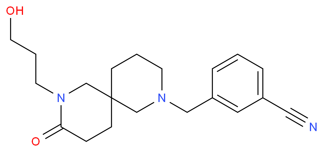 3-{[8-(3-hydroxypropyl)-9-oxo-2,8-diazaspiro[5.5]undec-2-yl]methyl}benzonitrile_分子结构_CAS_)