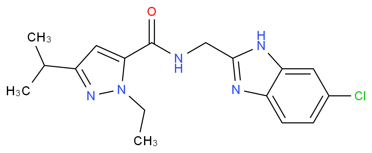 N-[(6-chloro-1H-benzimidazol-2-yl)methyl]-1-ethyl-3-isopropyl-1H-pyrazole-5-carboxamide_分子结构_CAS_)