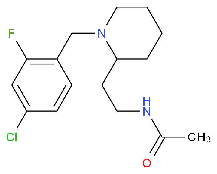 N-{2-[1-(4-chloro-2-fluorobenzyl)-2-piperidinyl]ethyl}acetamide_分子结构_CAS_)