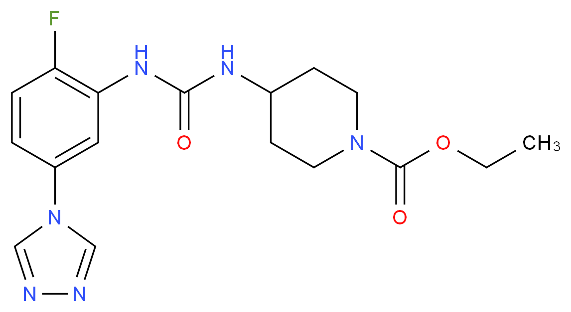 ethyl 4-[({[2-fluoro-5-(4H-1,2,4-triazol-4-yl)phenyl]amino}carbonyl)amino]piperidine-1-carboxylate_分子结构_CAS_)
