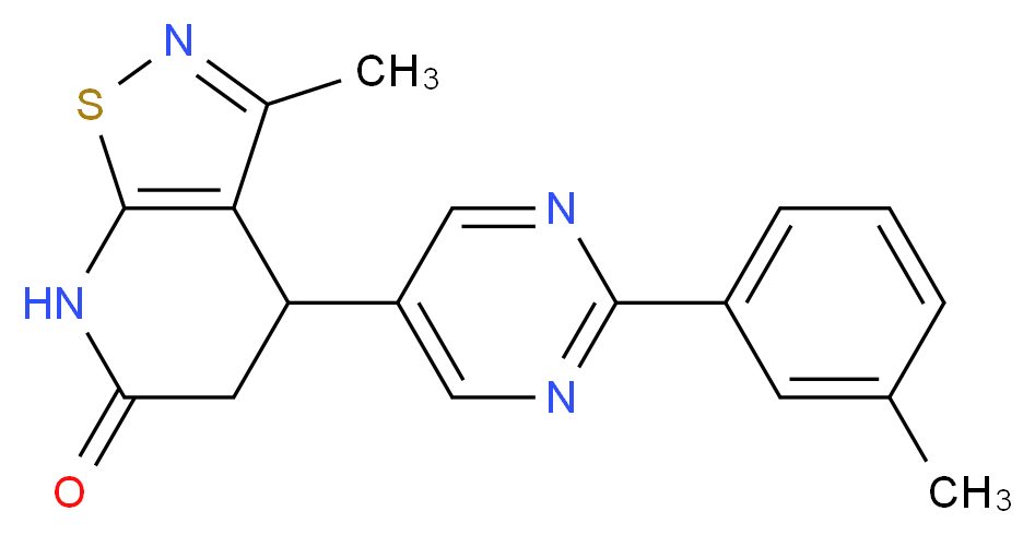 3-methyl-4-[2-(3-methylphenyl)pyrimidin-5-yl]-4,7-dihydroisothiazolo[5,4-b]pyridin-6(5H)-one_分子结构_CAS_)