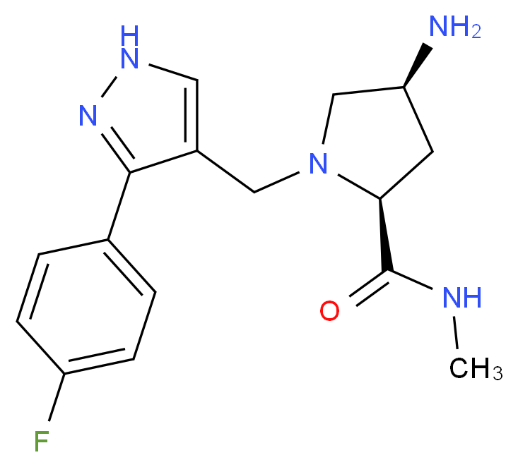 (2S,4S)-4-amino-1-{[3-(4-fluorophenyl)-1H-pyrazol-4-yl]methyl}-N-methylpyrrolidine-2-carboxamide_分子结构_CAS_)