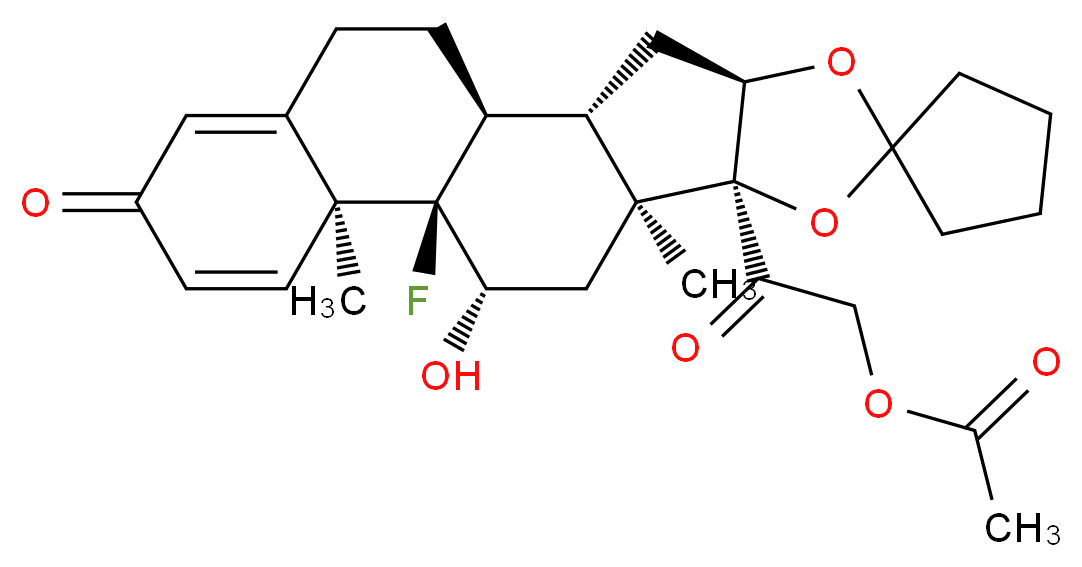 2-[(1'S,2'S,4'R,8'S,9'S,11'S,12'R,13'S)-12'-fluoro-11'-hydroxy-9',13'-dimethyl-16'-oxo-5',7'-dioxaspiro[cyclopentane-1,6'-pentacyclo[10.8.0.0<sup>2</sup>,<sup>9</sup>.0<sup>4</sup>,<sup>8</sup>.0<sup>1</sup><sup>3</sup>,<sup>1</sup><sup>8</sup>]icosane]-14',17'-dien-8'-yl]-2-oxoethyl acetate_分子结构_CAS_51022-69-6