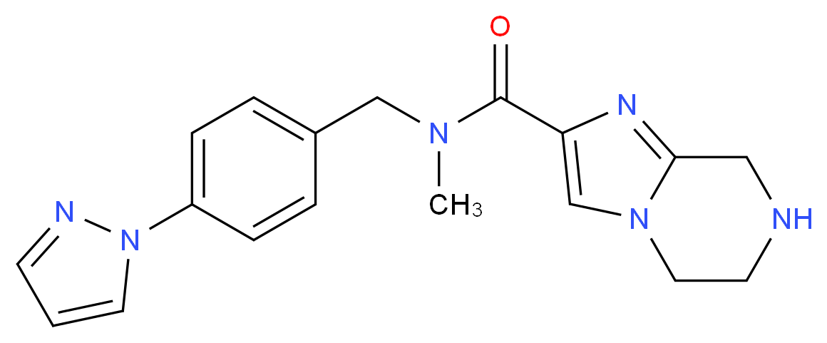 N-methyl-N-[4-(1H-pyrazol-1-yl)benzyl]-5,6,7,8-tetrahydroimidazo[1,2-a]pyrazine-2-carboxamide_分子结构_CAS_)