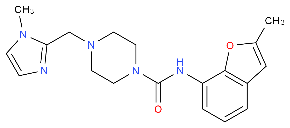 N-(2-methyl-1-benzofuran-7-yl)-4-[(1-methyl-1H-imidazol-2-yl)methyl]piperazine-1-carboxamide_分子结构_CAS_)