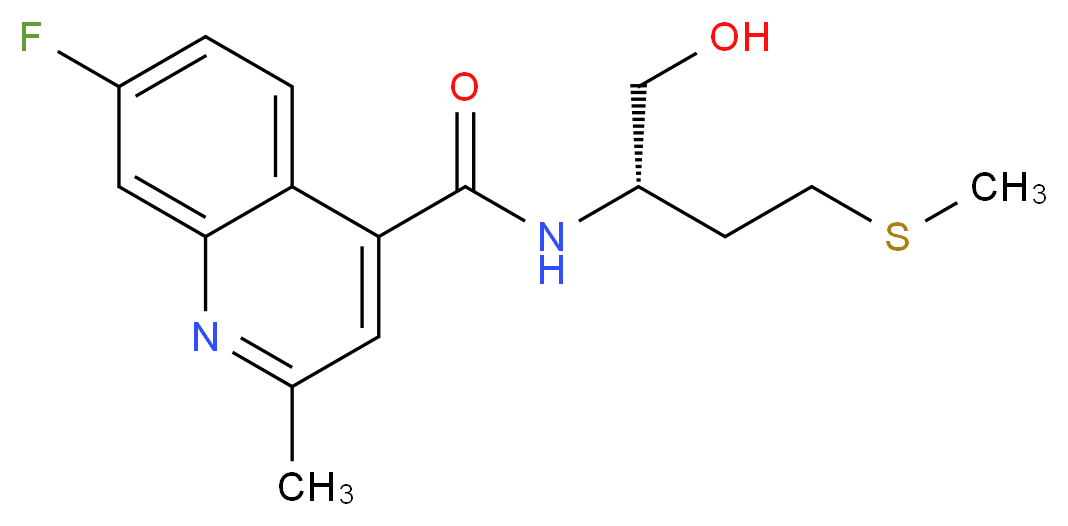 7-fluoro-N-[(1S)-1-(hydroxymethyl)-3-(methylthio)propyl]-2-methyl-4-quinolinecarboxamide_分子结构_CAS_)