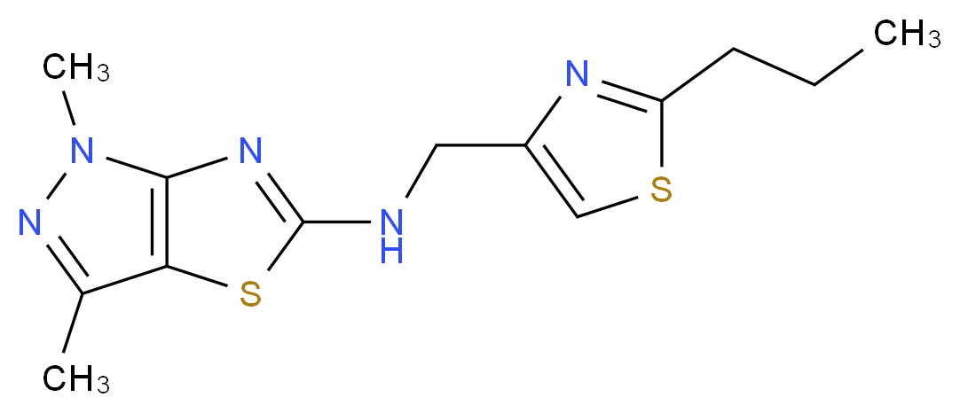 1,3-dimethyl-N-[(2-propyl-1,3-thiazol-4-yl)methyl]-1H-pyrazolo[3,4-d][1,3]thiazol-5-amine_分子结构_CAS_)