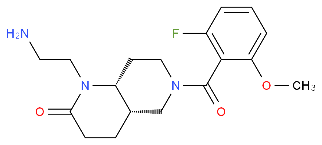 (4aS*,8aR*)-1-(2-aminoethyl)-6-(2-fluoro-6-methoxybenzoyl)octahydro-1,6-naphthyridin-2(1H)-one_分子结构_CAS_)