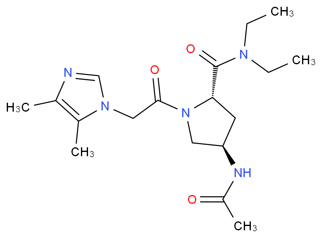 (4R)-4-(acetylamino)-1-[(4,5-dimethyl-1H-imidazol-1-yl)acetyl]-N,N-diethyl-L-prolinamide_分子结构_CAS_)