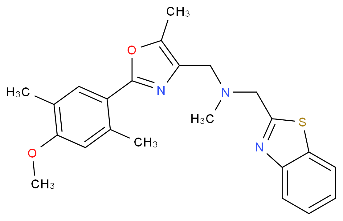 (1,3-benzothiazol-2-ylmethyl){[2-(4-methoxy-2,5-dimethylphenyl)-5-methyl-1,3-oxazol-4-yl]methyl}methylamine_分子结构_CAS_)