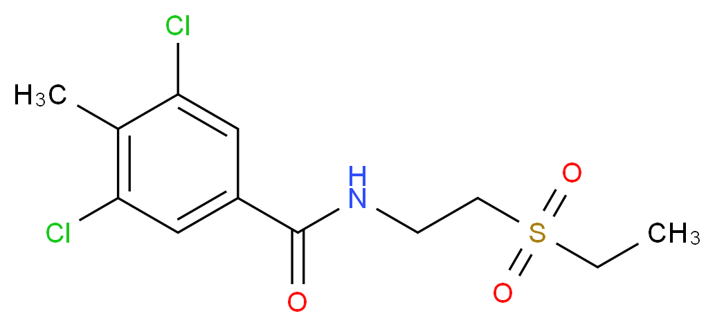 3,5-dichloro-N-[2-(ethylsulfonyl)ethyl]-4-methylbenzamide_分子结构_CAS_)