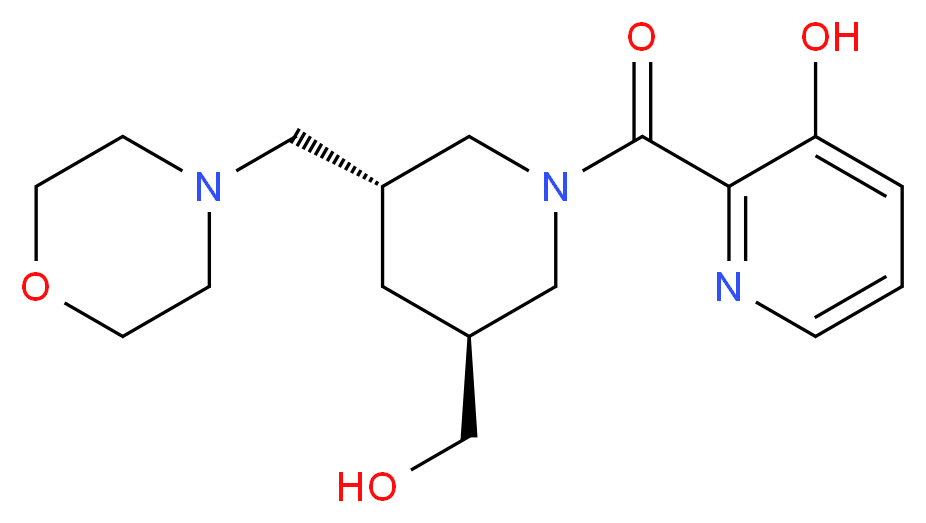 2-{[(3S*,5R*)-3-(hydroxymethyl)-5-(4-morpholinylmethyl)-1-piperidinyl]carbonyl}-3-pyridinol_分子结构_CAS_)