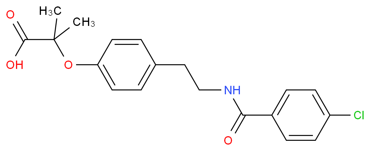 2-(4-{2-[(4-chlorophenyl)formamido]ethyl}phenoxy)-2-methylpropanoic acid_分子结构_CAS_41859-67-0