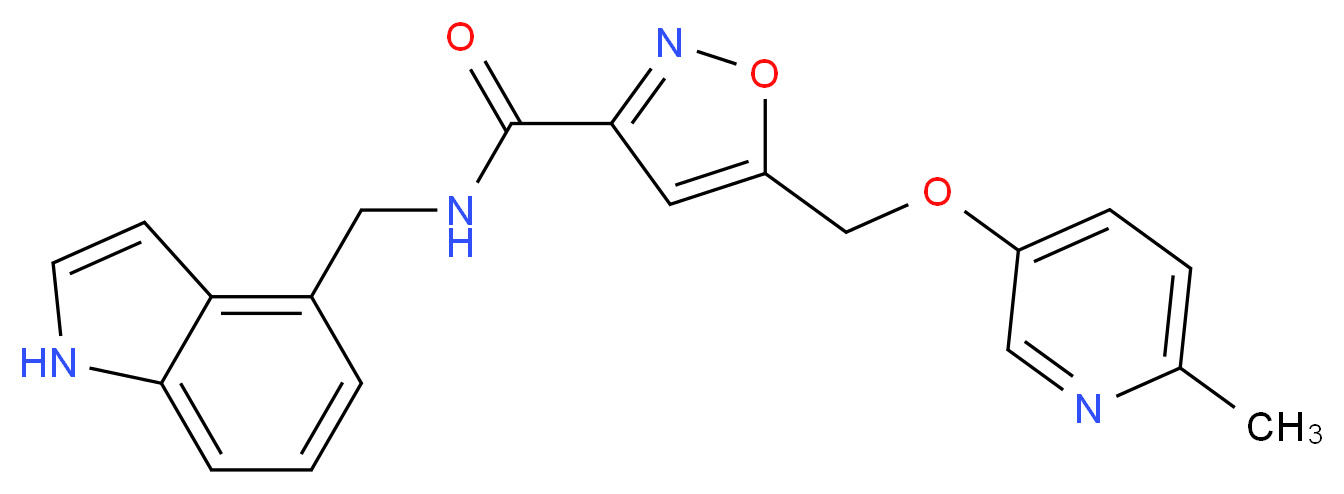 N-(1H-indol-4-ylmethyl)-5-{[(6-methylpyridin-3-yl)oxy]methyl}isoxazole-3-carboxamide_分子结构_CAS_)