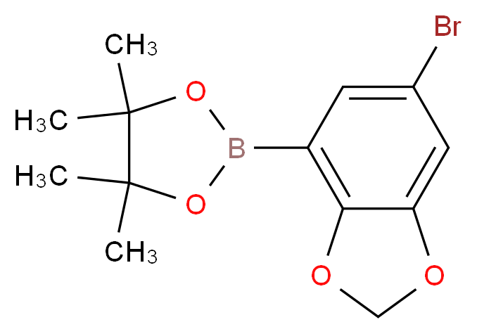 2-(6-bromo-2H-1,3-benzodioxol-4-yl)-4,4,5,5-tetramethyl-1,3,2-dioxaborolane_分子结构_CAS_1150271-54-7