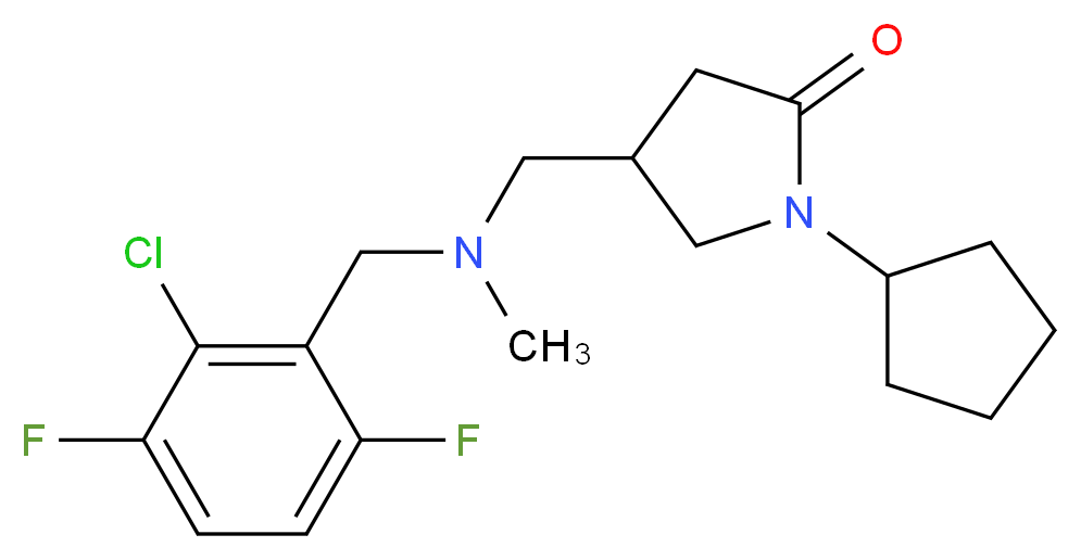 4-{[(2-chloro-3,6-difluorobenzyl)(methyl)amino]methyl}-1-cyclopentylpyrrolidin-2-one_分子结构_CAS_)