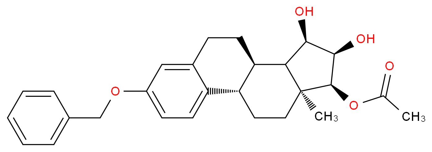 (1S,10R,11S,12R,13R,14S,15S)-5-(benzyloxy)-12,13-dihydroxy-15-methyltetracyclo[8.7.0.0<sup>2</sup>,<sup>7</sup>.0<sup>1</sup><sup>1</sup>,<sup>1</sup><sup>5</sup>]heptadeca-2,4,6-trien-14-yl acetate_分子结构_CAS_690996-24-8