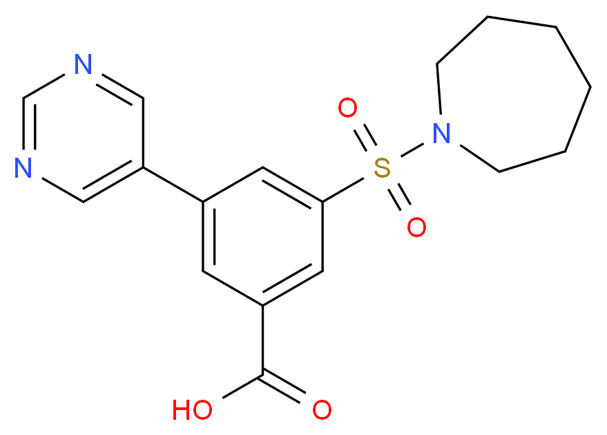3-(azepan-1-ylsulfonyl)-5-pyrimidin-5-ylbenzoic acid_分子结构_CAS_)