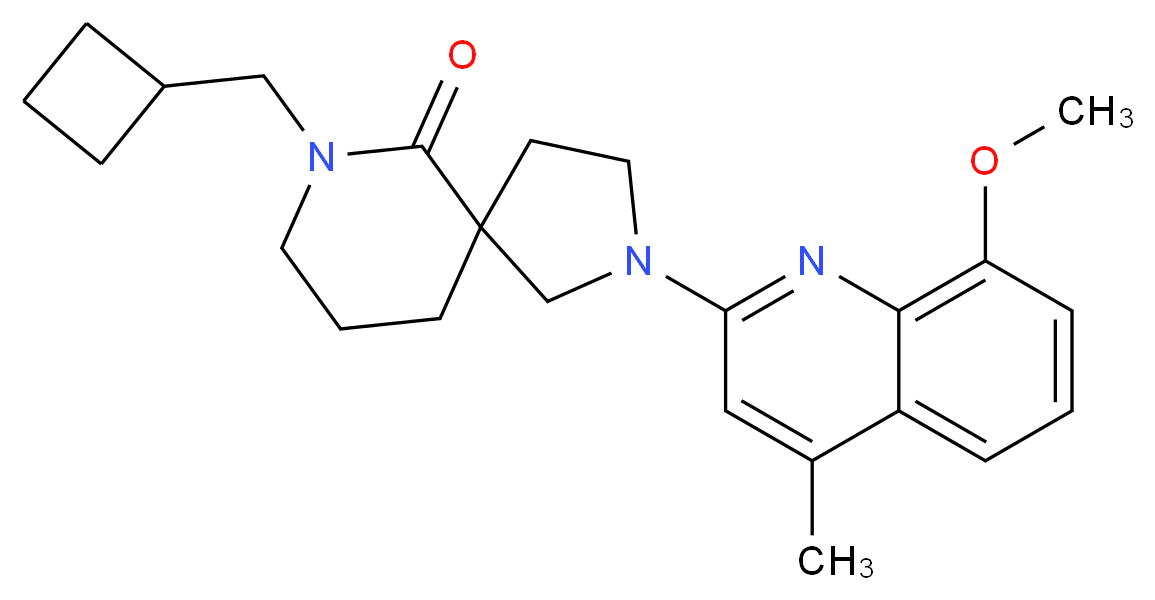 7-(cyclobutylmethyl)-2-(8-methoxy-4-methyl-2-quinolinyl)-2,7-diazaspiro[4.5]decan-6-one_分子结构_CAS_)
