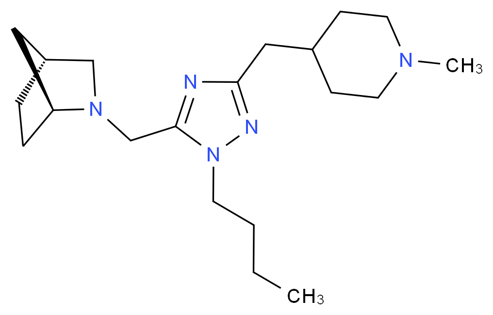 (1S*,4R*)-2-({1-butyl-3-[(1-methylpiperidin-4-yl)methyl]-1H-1,2,4-triazol-5-yl}methyl)-2-azabicyclo[2.2.1]heptane_分子结构_CAS_)