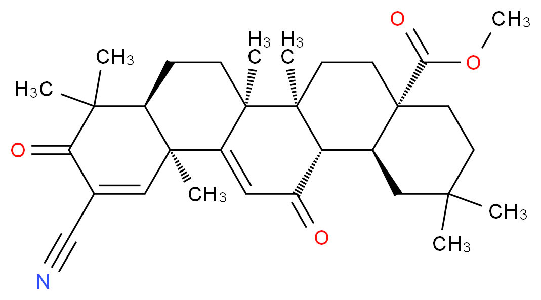 (4aS,6aR,6bS,8aR,12aS,14bS)-Methyl 11-cyano-2,2,6a,6b,9,9,12a-heptaMethyl-10,14-dioxo-1,2,3,4,4a,5,6,6a,6b,7,8,8a,9,10,12a,14,14a,14b-octadecahydropicene-4a-carboxylate_分子结构_CAS_218600-53-4)