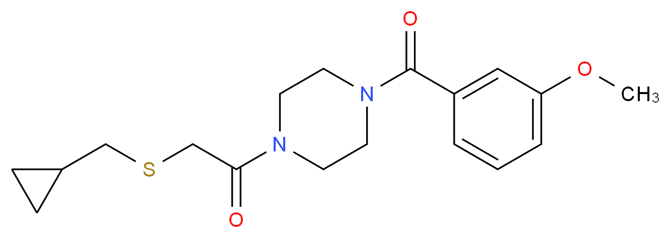 1-{[(cyclopropylmethyl)thio]acetyl}-4-(3-methoxybenzoyl)piperazine_分子结构_CAS_)