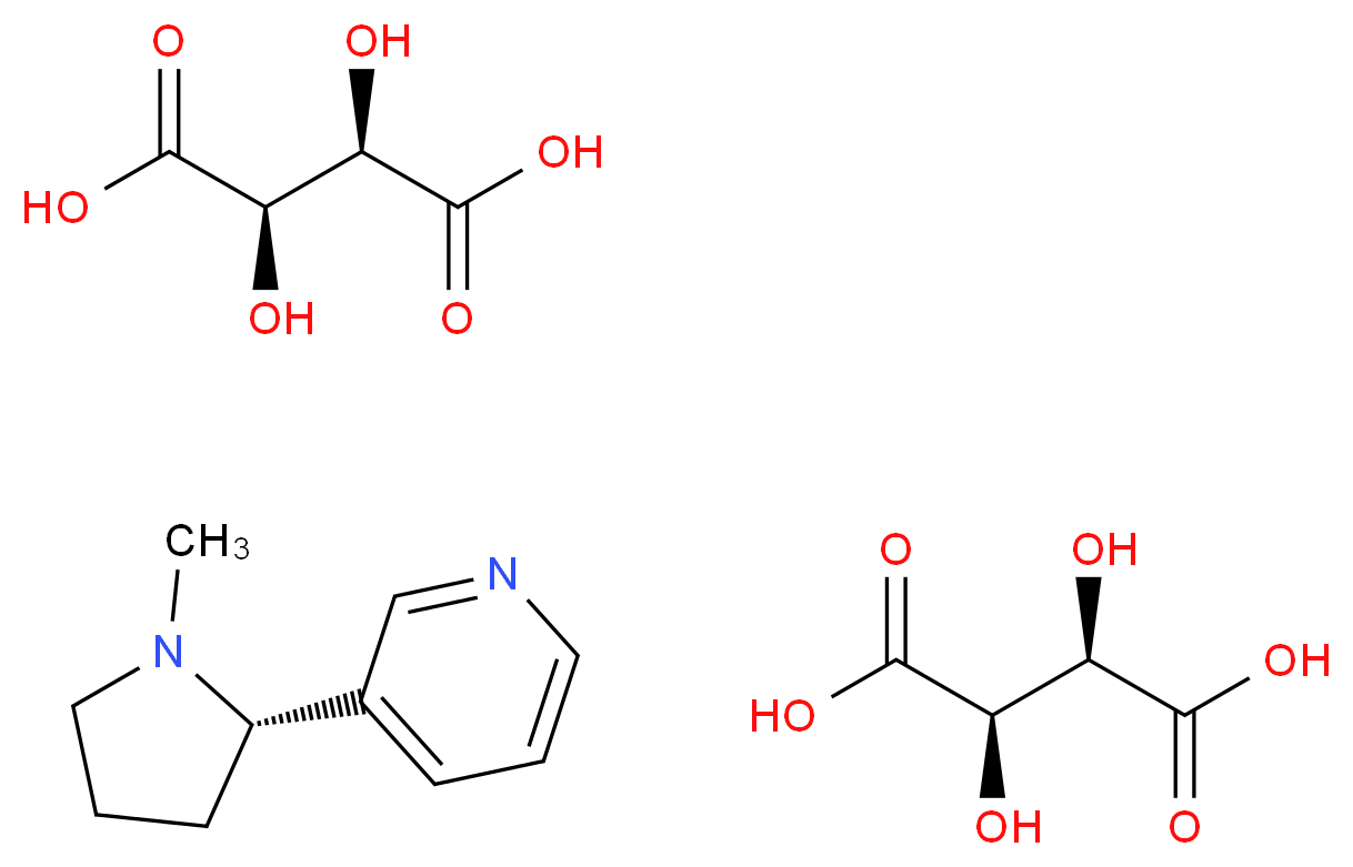 bis((2R,3R)-2,3-dihydroxybutanedioic acid); 3-[(2S)-1-methylpyrrolidin-2-yl]pyridine_分子结构_CAS_65-31-6