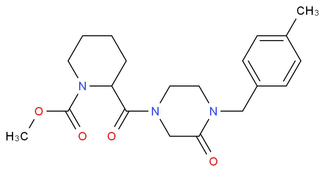 methyl 2-{[4-(4-methylbenzyl)-3-oxo-1-piperazinyl]carbonyl}-1-piperidinecarboxylate_分子结构_CAS_)