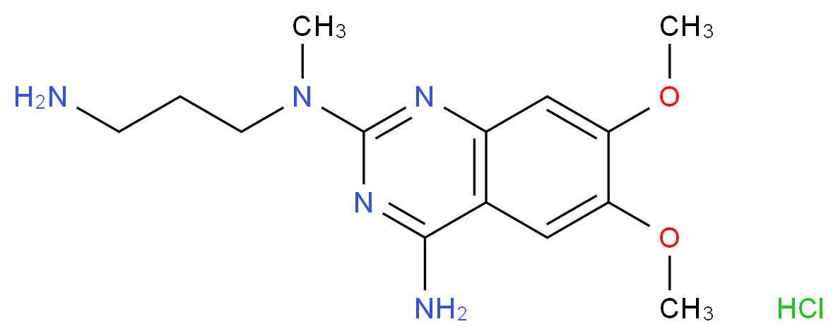 2-N-(3-aminopropyl)-6,7-dimethoxy-2-N-methylquinazoline-2,4-diamine hydrochloride_分子结构_CAS_81403-69-2