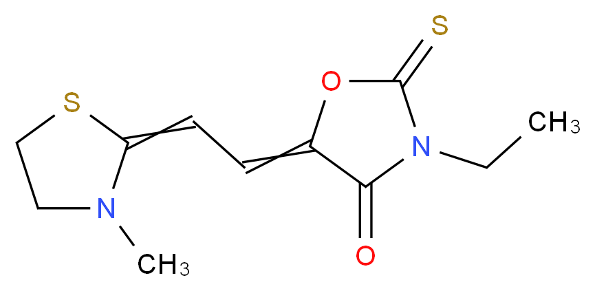 3-ethyl-5-[2-(3-methyl-1,3-thiazolidin-2-ylidene)ethylidene]-2-sulfanylidene-1,3-oxazolidin-4-one_分子结构_CAS_35795-44-9