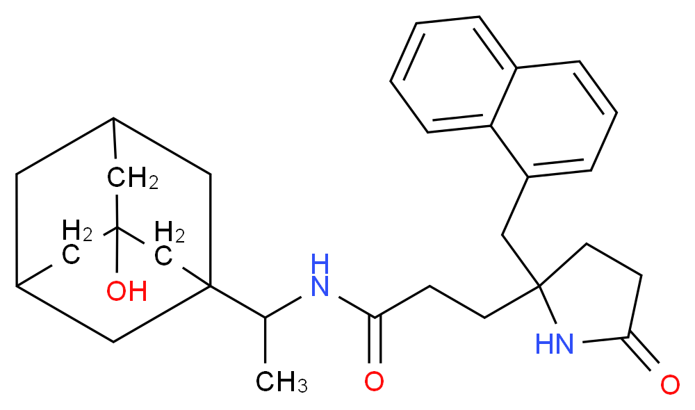 N-[1-(3-hydroxy-1-adamantyl)ethyl]-3-[2-(1-naphthylmethyl)-5-oxo-2-pyrrolidinyl]propanamide_分子结构_CAS_)